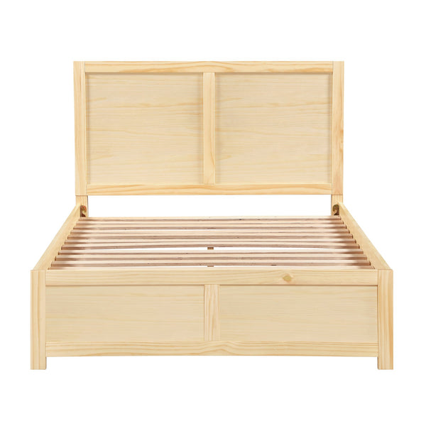 English Elm Contemporary Full Platform Bed Tall Headboard Natural Pine Wood Scandinavian Bedroom Frame B011S02456