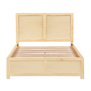 English Elm Contemporary Full Platform Bed Tall Headboard Natural Pine Wood Scandinavian Bedroom Frame B011S02455