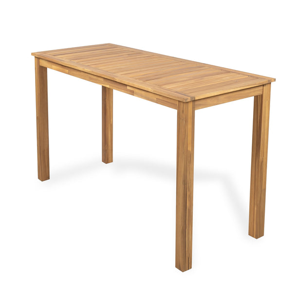 English Elm Christopher Knight Home® - Rectangular Acacia Outdoor Bar Table in Light Teak — 36.5" Bar Height, Slatted Top, Weather-Resistant Finish N776P247430L