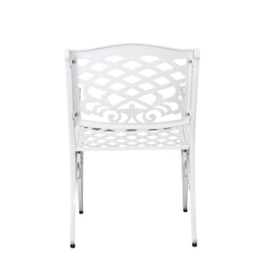 English Elm Phoenix Cast Aluminum Outdoor Dining Arm Chairs Ornate Lattice Scroll Garden Set White 54589.00WHI