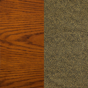 English Elm Florenz Carved Pedestal Game Table Set with Amber Wood Finish and Olive-Brown Padded Caster Chairs B062S00810