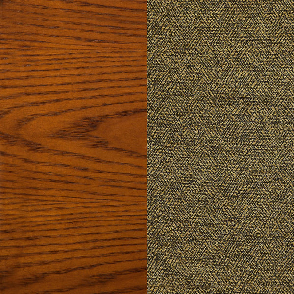 English Elm Florenz Carved Pedestal Game Table Set with Amber Wood Finish and Olive-Brown Padded Caster Chairs B062S00810