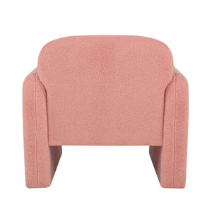 English Elm Stylish Teddy Fleece Single Sofa Chair with Arms and Pillow, Cozy Accent Armchair for Living Room Pink 30 L x 24.75 W x 24 H W1716P196472