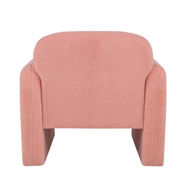English Elm Stylish Teddy Fleece Single Sofa Chair with Arms and Pillow, Cozy Accent Armchair for Living Room Pink 30 L x 24.75 W x 24 H W1716P196472