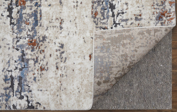 Feizy Rugs Gilmore Modern Abstract Geometric Rug – Vibrant Machine-made Polypropylene For Contemporary Spaces Ivory,Blue,Gray Polypropylene Gil39mlfivyblui6a