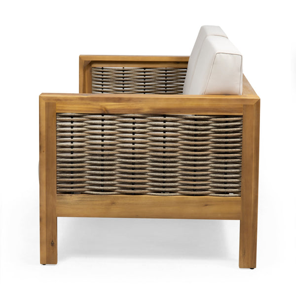 English Elm Outdoor Acacia Teak Patio Loveseat Set with Wicker Detail and Resort Style 70141.00BGE