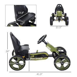 English Elm Aosom Kids Pedal Go Kart with Adjustable Seat Eva Wheels Forward Reverse Drive W2225P229396