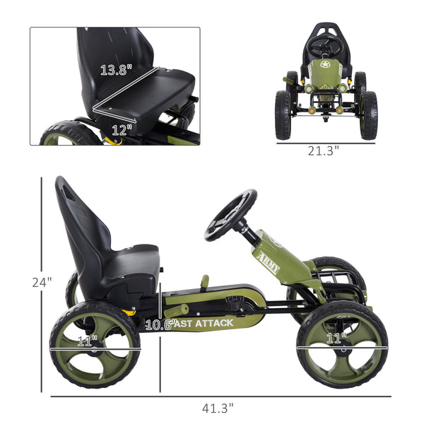 English Elm Aosom Kids Pedal Go Kart with Adjustable Seat Eva Wheels Forward Reverse Drive W2225P229396