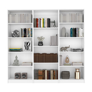 English Elm Bartow 3-Piece Home Bookcase Set - Versatile Storage With 14 Shelves In Sleek White Finish For Modern Living B070S00285