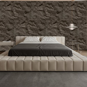 English Elm 3d Faux Stone Pu Wall Panels Set Lightweight Flame Resistant Architectural Accent Carbon Black W347P419801