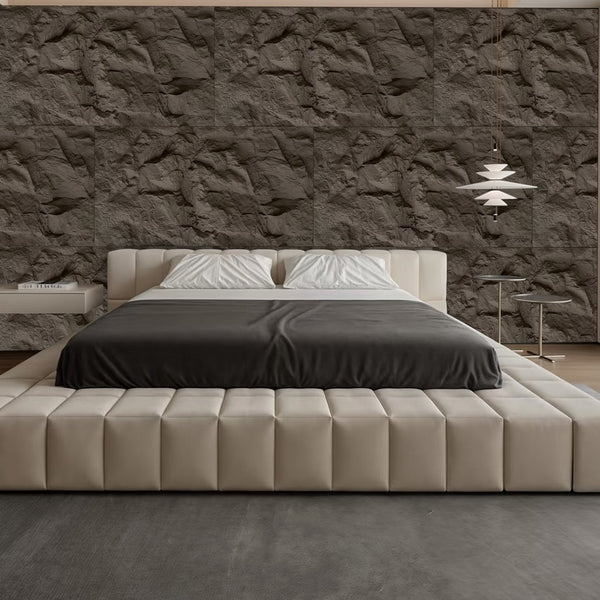 English Elm 3d Faux Stone Pu Wall Panels Set Lightweight Flame Resistant Architectural Accent Carbon Black W347P419801
