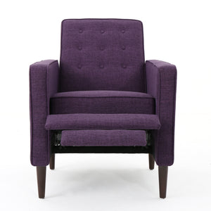 English Elm Christopher Knight Home® - Fabric Recliner Chair Mid-Century Modern Pushback Single Sofa with Tufted Cushion, Birch Legs, Cozy Comfort Purple 60741.00MPUR