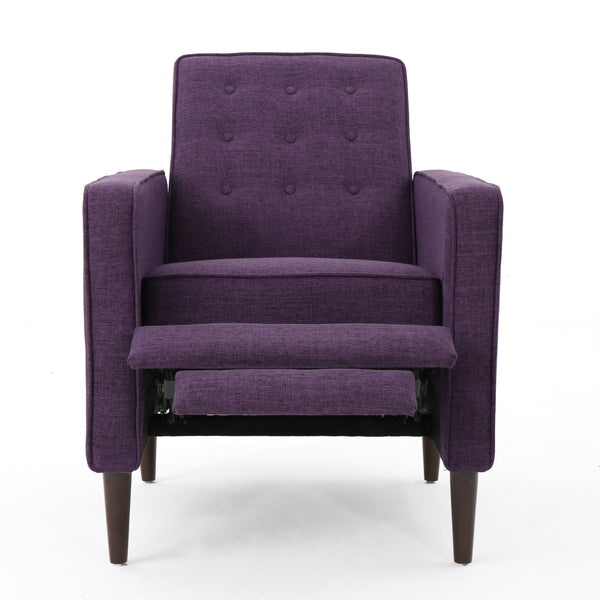 English Elm Christopher Knight Home® - Fabric Recliner Chair Mid-Century Modern Pushback Single Sofa with Tufted Cushion, Birch Legs, Cozy Comfort Purple 60741.00MPUR