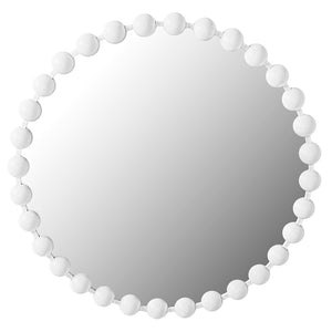 JLA Home Madison Park Signature - 27" Beaded Metal Round Wall Mirror with Matte Frame, HD Glass, Vintage-Modern Accent for Entryways White MPS95F-0042