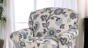 English Elm Transitional High Back Stripe Chair with Rolled Arms for Coastal Comfort and Supportive Seating Appeal Ivory 35 L x 34 W x 33 H B2741P375962