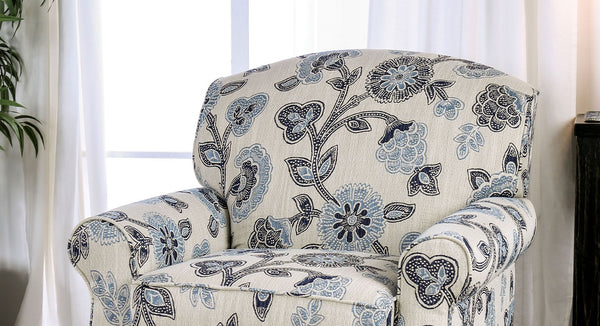 English Elm Transitional High Back Stripe Chair with Rolled Arms for Coastal Comfort and Supportive Seating Appeal Ivory 35 L x 34 W x 33 H B2741P375962