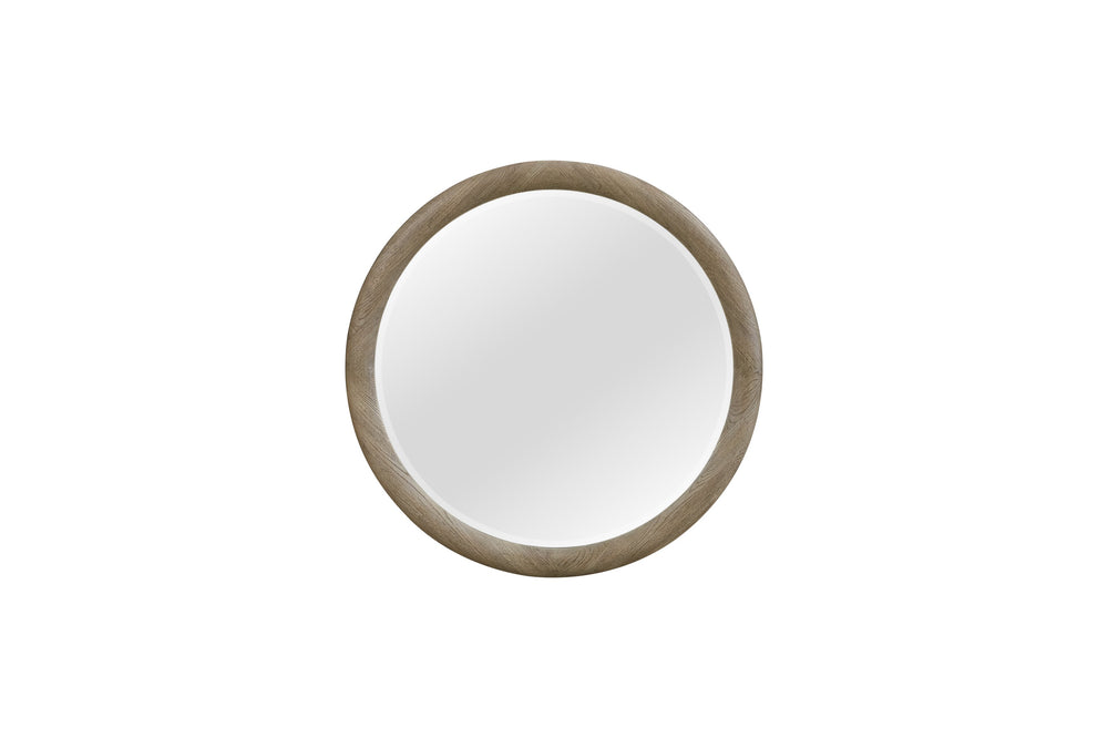 English Elm English Knotty Oak Round Wall Mirror with Natural Grain Detail for Entryway or Bedroom B2699P437955