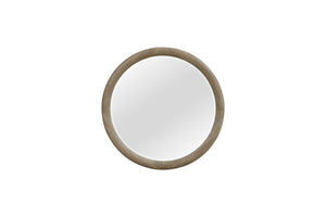 English Elm English Knotty Oak Round Wall Mirror with Natural Grain Detail for Entryway or Bedroom B2699P437955