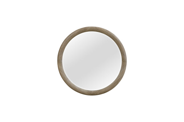 English Elm English Knotty Oak Round Wall Mirror with Natural Grain Detail for Entryway or Bedroom B2699P437955