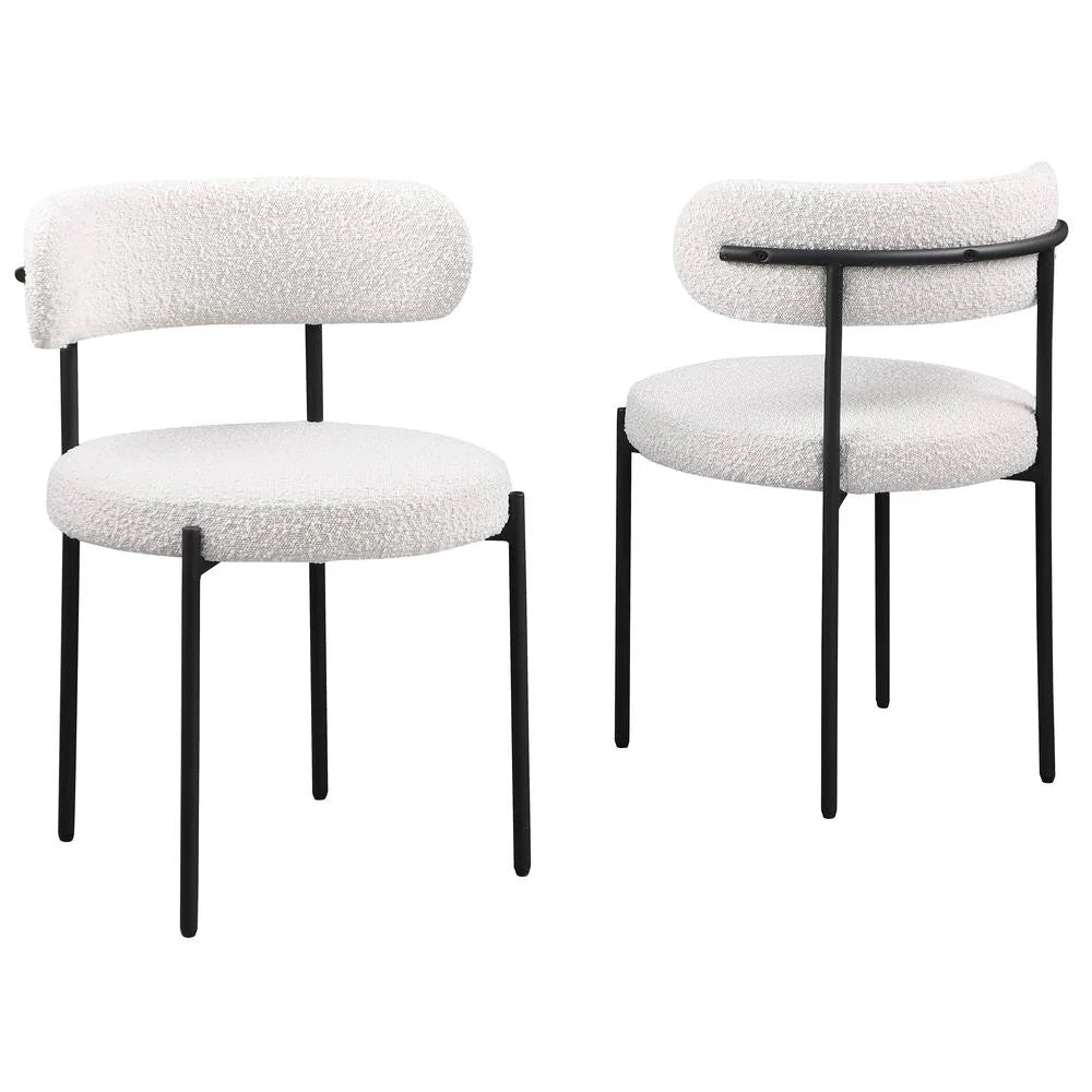 English Elm Contemporary Drexel Boucle Dining Chairs Set of 2 with Sleek Metal Frame, Modern Comfort & Texture Cream 23 L x 23 W x 32 H B011P352531