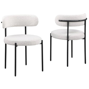 English Elm Contemporary Drexel Boucle Dining Chairs Set of 2 with Sleek Metal Frame, Modern Comfort & Texture Cream 23 L x 23 W x 32 H B011P352531