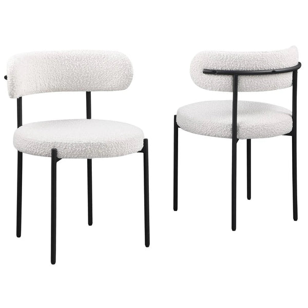 English Elm Contemporary Drexel Boucle Dining Chairs Set of 2 with Sleek Metal Frame, Modern Comfort & Texture Cream 23 L x 23 W x 32 H B011P352531