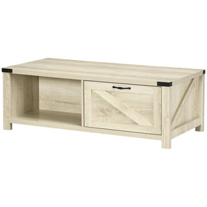 English Elm HOMCOM Farmhouse Coffee Table with Flip Lift Top and Hidden Storage, Square Center Table, Rustic Charm Natural W2225P217452