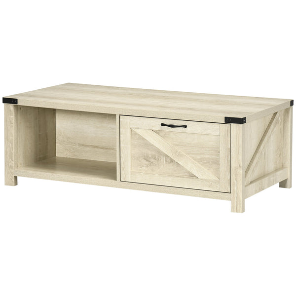 English Elm HOMCOM Farmhouse Coffee Table with Flip Lift Top and Hidden Storage, Square Center Table, Rustic Charm Natural W2225P217452