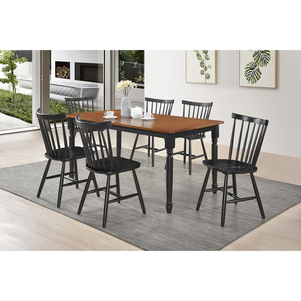 English Elm Keystone Windsor Spindle Back Rubberwood Dining Set Seats Four Cottage Farmhouse B062S01560