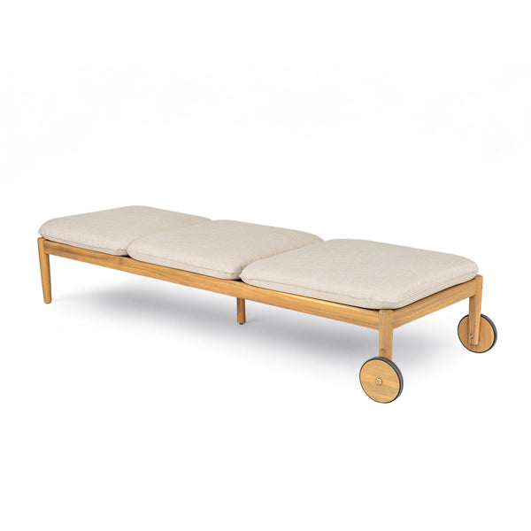 English Elm Christopher Knight Home® - Riviera Acacia Wood Chaise Lounges Set of 2 with Wheels – Beige Light Teak, Polished Edges, Stable Cylindrical Feet for Garden Comfort and Safety N775P287338T