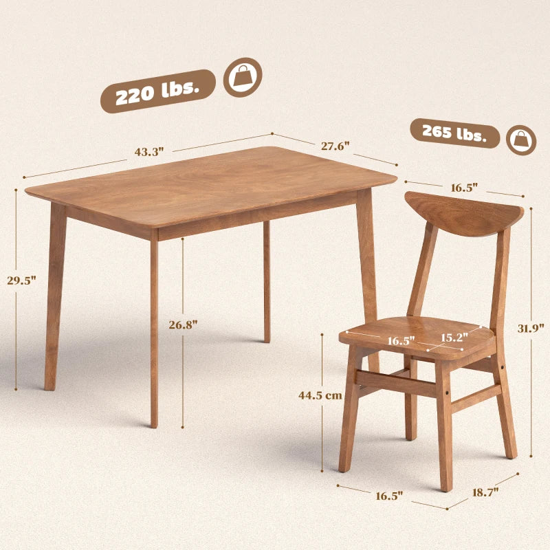 English Elm Rustic Walnut 5 Piece Dining Set with High Back Chairs for Farmhouse Kitchen T3971P468428