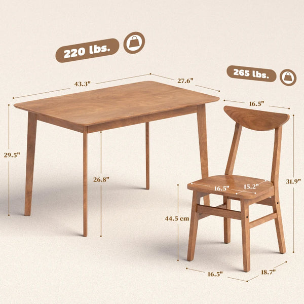 English Elm Rustic Walnut 5 Piece Dining Set with High Back Chairs for Farmhouse Kitchen T3971P468428
