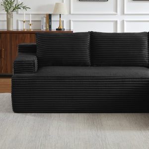 English Elm L-Shaped Cloud Sectional Sofa - Deep Seat Modular Design, No Assembly, Stylish Corduroy Sleeper Couch W2339P409434