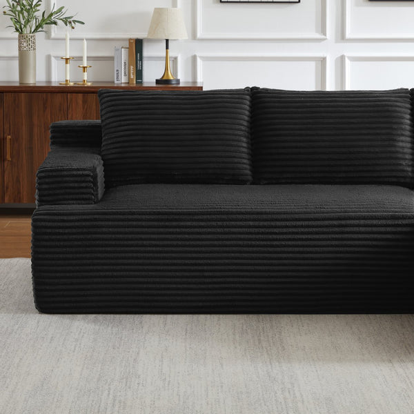 English Elm L-shaped Corduroy Modular Sectional Deep Seat Cloud Sofa for Living Room or Apartment W2339P424637