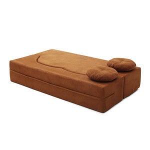 English Elm 2-in-1 Folding Floor Sofa Foam Sleeper Twin Futon Couch for Compact Living Spaces Orange W1117P419838