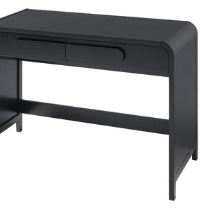English Elm Walker Edison - Modern Curved Waterfall Desk with Drawers and Rounded Edge Design, Durable MDF Surface, Stylish Statement Pulls Black 49 L x 24 W x 6.63 H B185P200189