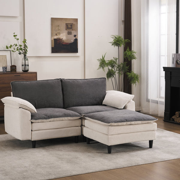 English Elm 70.87" Chenille Modular Cloud Sectional with Ottoman Deep Plush Seating for Living Rooms W5029S00001