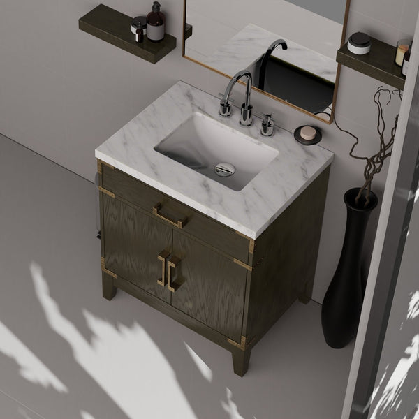 English Elm Brown Oak Single Bath Vanity – 30" W X 22" D, Contemporary Design, Soft-Close, Ample Storage Solutions B2731P259748