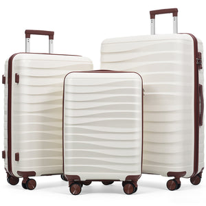 English Elm Premium Polypropylene Hard Shell Luggage Set Three Piece with Tsa Locks Spinner Wheels N726P460073O