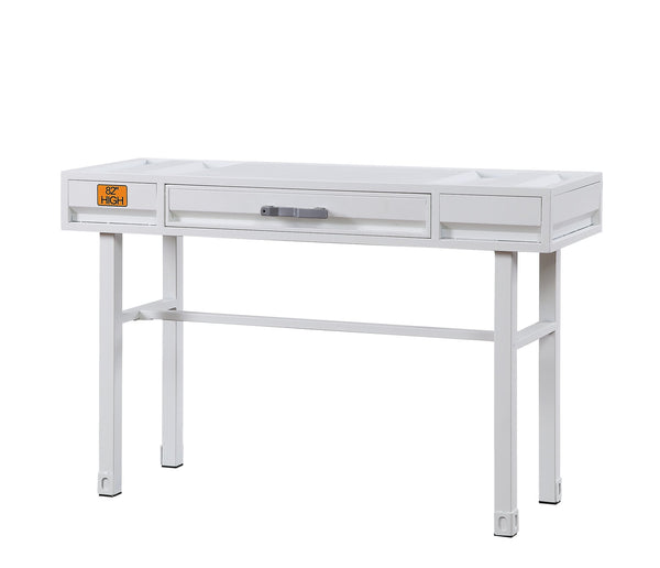 English Elm Cargo Metal Vanity Desk with Industrial Cargo-Panel Design, Single Smooth-Glide Drawer, Sturdy Build White 51 L x 20 W x 8 H B2726P263371