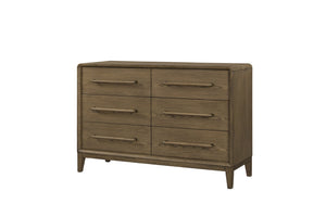 English Elm Small Dresser Peppercorn — Elm Veneer Six-Drawer Chest with Felt Top Drawers and Cedar Liner Light Brown 57 L x 22.25 W x 35.5 H B2699P401426