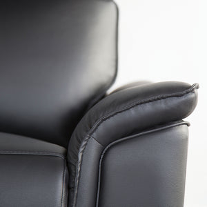 English Elm Black Leather‑Match Recliner Chair with Flared Padded Arms and Welt Trim — Stylish Comfort for Living Room Black 40 L x 31 W x 27 H B2741P387104