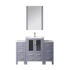 English Elm Dark Grey Bath Vanity Set: 48" With Ceramic Top, Side Cabinets, Chrome Faucet & 22" Mirror Included B2731S01370