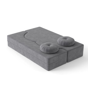 English Elm Modern Corduroy Folding Floor Sofa Sleeper with Foam Fill for Studio Bedroom Guests Antique Gray W2353P379625