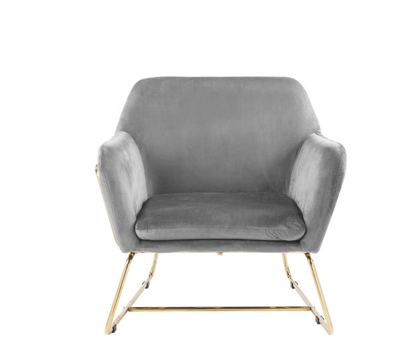 English Elm Kyra Velvet Accent Chair with Gold Metal Legs for Glam Living Room Decor Gray B2749P413225