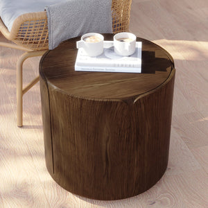 English Elm 19.29"h Tulip Mgo Round Accent Table Waterproof Wood Grain Finish Patio or Living Room Brown W757P387423