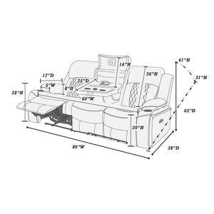 English Elm Power Motion Sofa - Contemporary Brown Gel Leatherette With Usb Ports, Storage Arms & Cup Holder B011S01067-GIGA