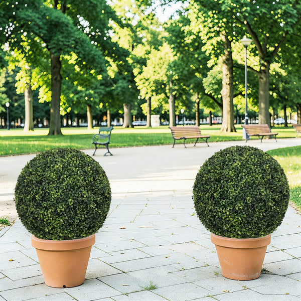 English Elm 18.5in Faux Boxwood Spheres Uv Resistant Outdoor Garden Entryway Topiary Set of 2 W2945P460785
