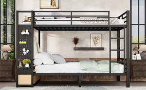 English Elm Full Size Pine Loft Bed House Frame with Slide Bookshelves and Moon Star Rails W1580S00555