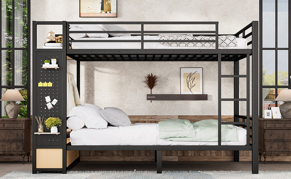 English Elm Full Size Pine Loft Bed House Frame with Slide Bookshelves and Moon Star Rails W1580S00555